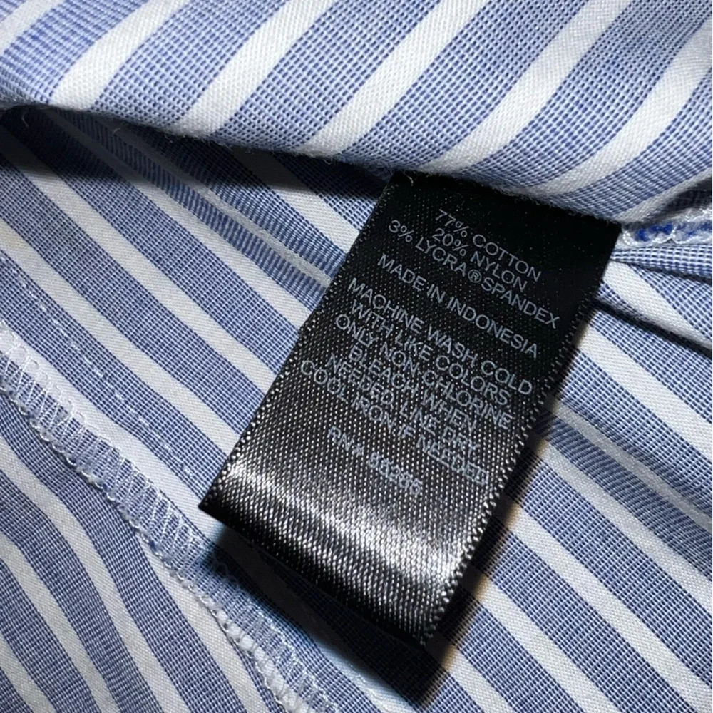 Express Blue & White Striped Button Up Stretch Long Sleeve Shirt Size M - Picture 9 of 10